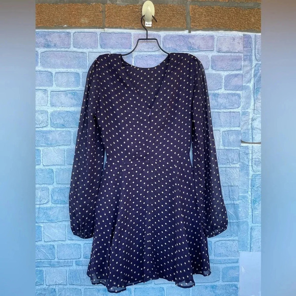 REFORMATION Viscose POLKA DOT Print V-BACK Balloon Sleeve WESTWOOD MINI Dress 0 - Picture 6 of 13